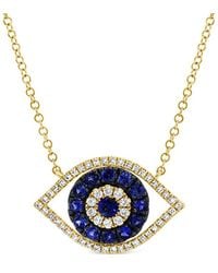 Sabrina Designs - 14k 0.64 Ct. Tw. Diamond & Sapphire Evil Eye Necklace - Lyst