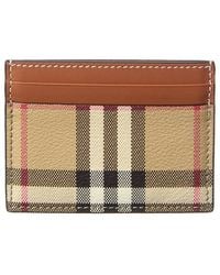 Burberry - Check Canvas & Leather Card Holder - Lyst