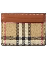 Burberry - Check Canvas & Leather Card Holder - Lyst