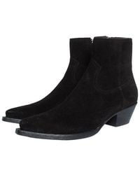 Saint Laurent - Suede Lukas Bootie (Authentic Pre-Loved) - Lyst