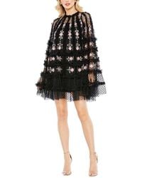 Mac Duggal - Embroidered Long Flare Sleeve Mesh A-line Dress - Lyst