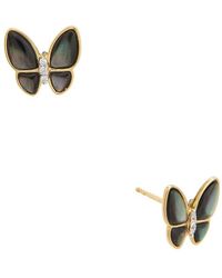 Maitre De Diamant - 18K 0.02 Ct. Tw. Diamond & Pearl Earrings - Lyst