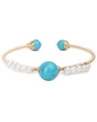 Saachi - Pearl Cz Cuff Bracelet - Lyst