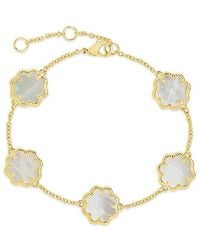 Sterling Forever - 14k Plated Pearl Station Bracelet - Lyst