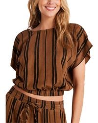 Bella Dahl - Elastic Waist Linen-Blend Blouse - Lyst