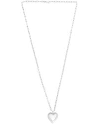 Italian Silver - Puffed Heart Paperclip Necklace - Lyst