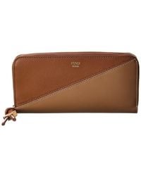 Fendi - Ff Diamonds Zipper Around Large Leather Wallet - Lyst