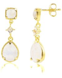 MaxColor - 18K Over 1.50 Ct. Tw. Moonstone Dangle Earrings - Lyst