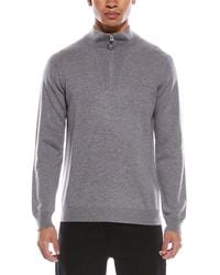 Brodie Cashmere - Rib Detail Wool & Cashmere-Blend 1/4-Zip Mock Neck Sweater - Lyst