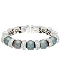 Diana M. Jewels - Fine Jewelry 18k 3.5 Ct. Tw. Diamond & 11-12mm Pearl Cuff Bracelet - Lyst