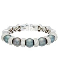 Diana M. Jewels - Fine Jewelry 18K 3.5 Ct. Tw. Diamond & 11-12Mm Pearl Cuff Bracelet - Lyst