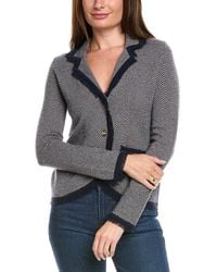 Kier + J - Kier + J Herringbone Wool & Cashmere-Blend Cardigan - Lyst