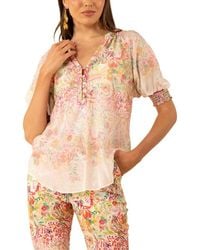 Hale Bob - Yareli Short Sleeve Silk-Blend Top - Lyst