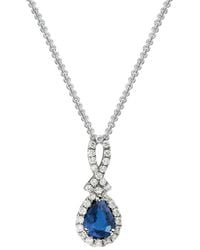 Gemstones - 14K Diamond .13 Ct. & .40 Ct. Sapphire Pendant Necklace - Lyst