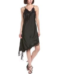 Beulah London - Lace Mesh Trim Detail Satin Asymmetrical Dress - Lyst