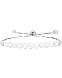 Italian Silver - Piazza Di Spagna 3-4Mm Pearl Bolo Bracelet - Lyst