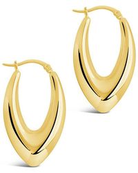 Sterling Forever - 14k Plated V Drop Hoops - Lyst