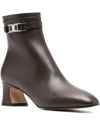 Ferragamo - Rego Logo Plaque Leather Bootie - Lyst