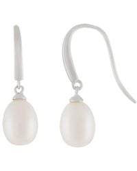 Splendid - Rhodium Over Silver 8-8.5mm Pearl Earrings - Lyst