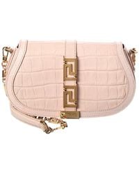 Versace - Medusa Croc-Embossed Leather Shoulder Bag - Lyst