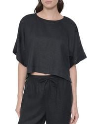 DKNY - Drop Shoulder Linen Top - Lyst