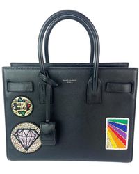 Saint Laurent - Leather Sac De Jour Embellished Patches Baby Shoulder Bag (Authentic Pre-Loved) - Lyst