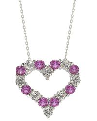 Suzy Levian - Silver Diamond & Sapphire Pendant Necklace - Lyst