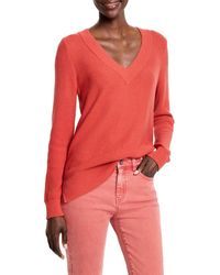 NIC+ZOE - Waffle Stitch V-Neck Sweater - Lyst