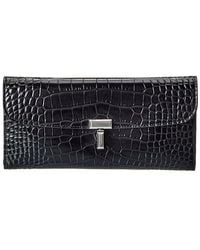 TOTEME - T-Lock Croc-Embossed Leather Continental Wallet - Lyst