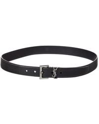 Saint Laurent - Cassandre Leather Belt - Lyst