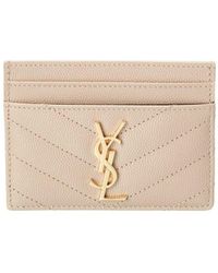 Saint Laurent - Monogram Matelasse Leather Card Holder - Lyst