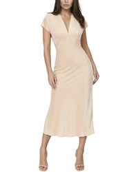 Bebe - Crepe Satin V-Neck Maxi Dress - Lyst