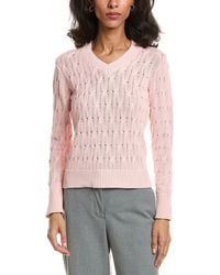 Forte - Stonewash Cable V-Neck Sweater - Lyst