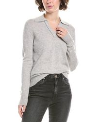 InCashmere - Braided Trim Cashmere Polo Sweater - Lyst