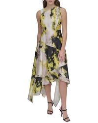DKNY - Printed Paneled Midi Dress - Lyst
