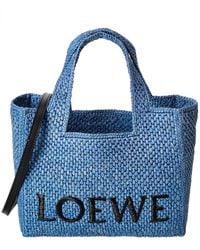 Loewe - Font Small Raffia Tote - Lyst