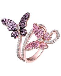 Genevive Jewelry - 18k Rose Gold Vermeil Cz Modern Ring - Lyst