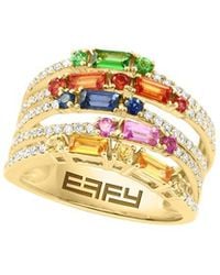 Effy Fine Jewelry - 14K 1.76 Ct. Tw. Diamond & Multi Sapphire Ring - Lyst