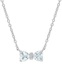 Rina Limor - Silver 0.71 Ct. Tw. Diamond & Aquamarine Heart Bow Necklace - Lyst