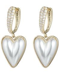 Eye Candy LA - Pearl Cz Anna Heart Drop Earrings - Lyst