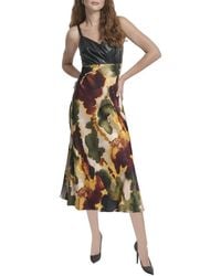 DKNY - Mix Media Printed Midi Dress - Lyst