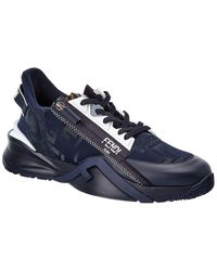 Fendi Leather & Suede-trim Sneaker - Blue