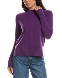 Forte - Hi Low Rib Trim Funnel Neck 100% Cashmere Sweater - Lyst