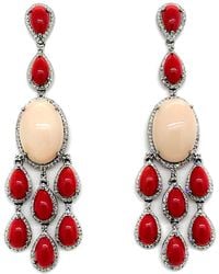 Arthur Marder Fine Jewelry - 14k & Silver 2.80 Ct. Tw. Diamond & Coral Earrings - Lyst