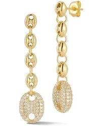 Sphera Milano - 14k Over Silver Cz Pave Mariner Drop Earrings - Lyst