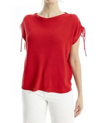 Max Studio - Drawstring Sleeve Linen-Blend Top - Lyst