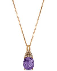 Le Vian - Le Vian Grape Amethyst 14k Rose Gold 2.40 Ct. Tw. Diamond & Amethyst Pendant Necklace - Lyst