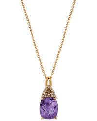 Le Vian - Le Vian Grape Amethyst 14k Rose Gold 2.40 Ct. Tw. Diamond & Amethyst Pendant Necklace - Lyst