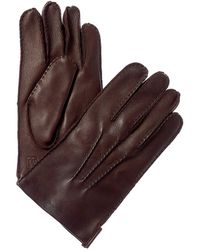 Bruno Magli Classic Cashmere-lined Leather Gloves - Brown