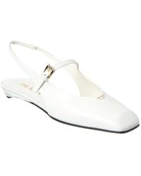 Prada - Mary Jane Leather Slingback Ballerina Flat - Lyst
